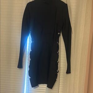 Black Long Sleeve Dress with Side Cutouts